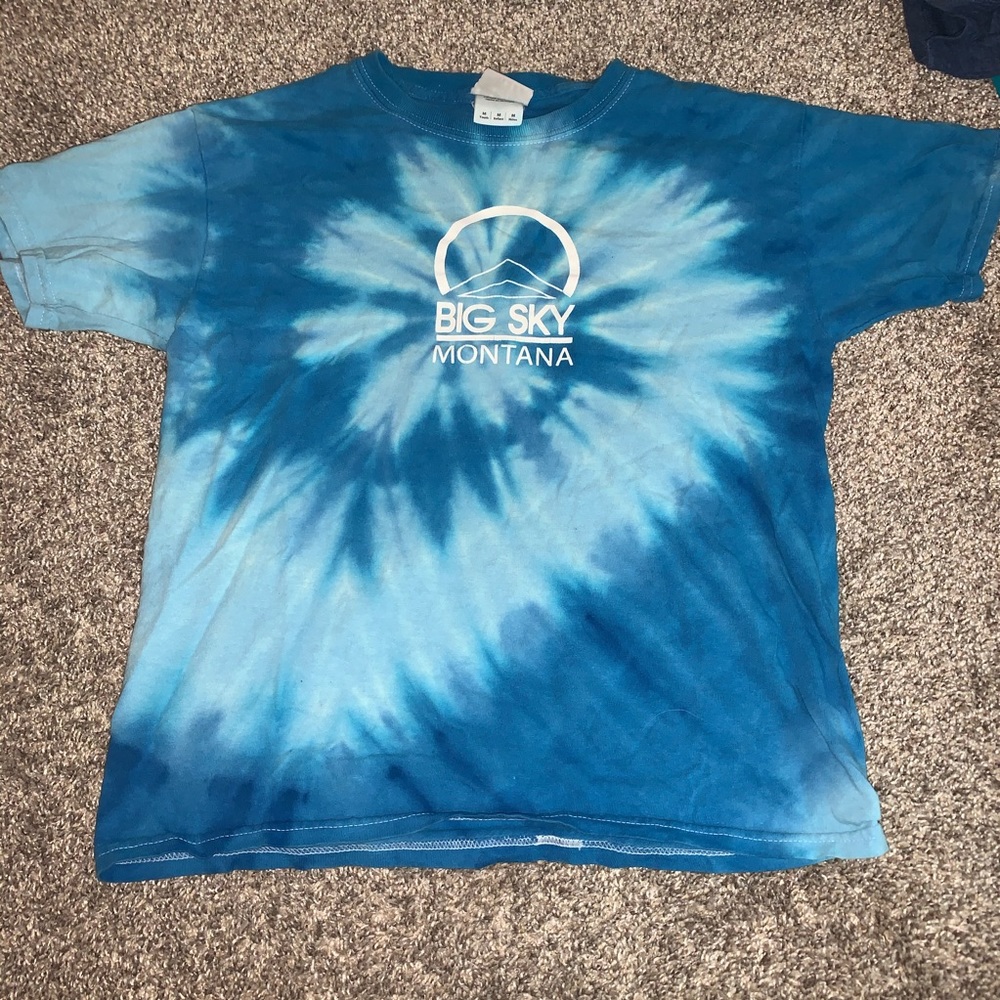 Blue Tie Dye Big Sky Montana T Shirt
